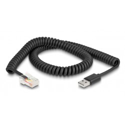 DELOCK καλώδιο USB σε RJ50 90602 για barcode scanner, spiral, 2m, μαύρο POS-Barcode Scanners