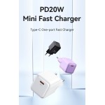 USAMS φορτιστής τοίχου US-CC183, USB-C θύρα εξόδου, 20W PD, μωβ Φορτιστές Κινητών