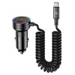 USAMS φορτιστής αυτοκινήτου US-CC167 με καλώδιο, USB/USB-C, 60W, μαύρος Φορτιστές Κινητών