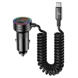 USAMS φορτιστής αυτοκινήτου US-CC167 με καλώδιο, USB/USB-C, 60W, μαύρος Φορτιστές Κινητών