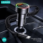 USAMS φορτιστής αυτοκινήτου US-CC167 με καλώδιο, USB/USB-C, 60W, μαύρος Φορτιστές Κινητών