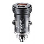 USAMS φορτιστής αυτοκινήτου US-CC175, USB & USB-C, 45W, QC & PD, μαύρος Φορτιστές Κινητών
