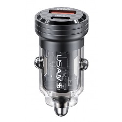 USAMS φορτιστής αυτοκινήτου US-CC175, USB & USB-C, 45W, QC & PD, μαύρος Φορτιστές Κινητών