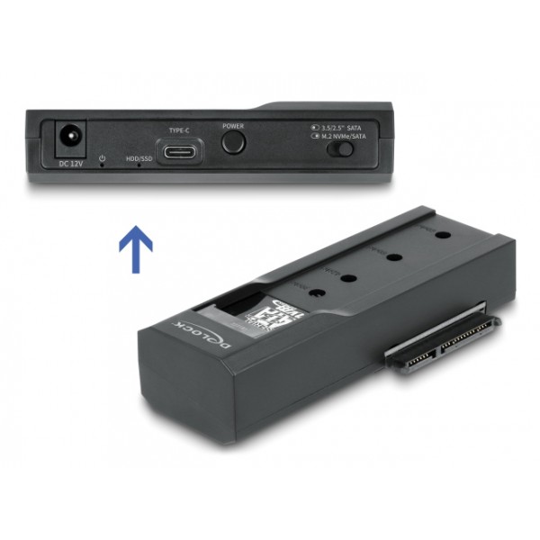 DELOCK docking station για M.2 NVMe/SATA ή 2.5"/3.5" SSD/HDD 64253, 10Gbps, μαύρο Θήκες & Trays Σκληρών Δίσκων