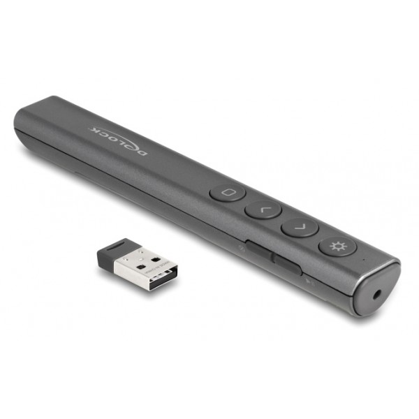 DELOCK τηλεχειριστήριο παρουσιάσεων 64250 με laser & πλήκτρα, 30m, γκρι Τηλεχειριστήρια & Πληκτρολόγια