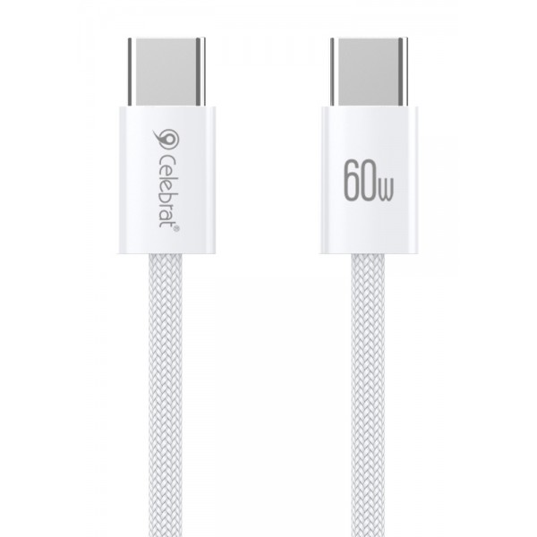 CELEBRAT καλώδιο USB-C U600, 60W, 480Mbps, 1m, λευκό USB-C (Type-C)