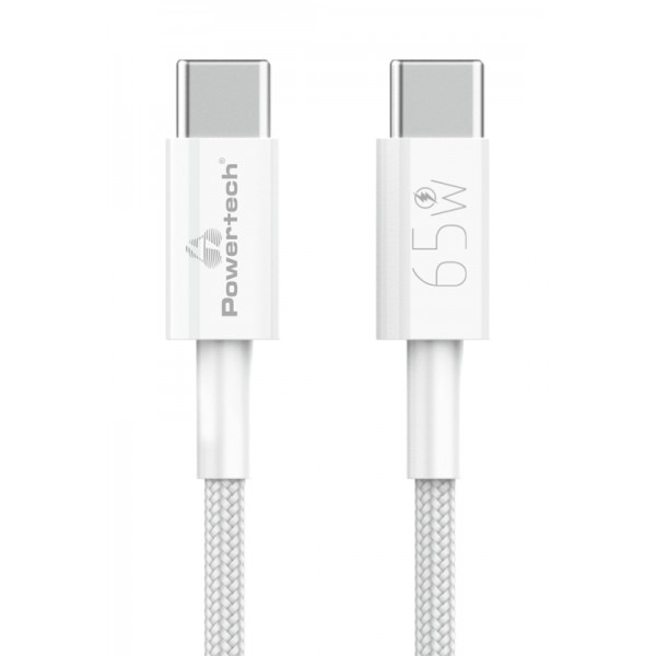 POWERTECH καλώδιο USB-C PTR-0181, 65W, 480Mbps, 1m, λευκό USB-C (Type-C)