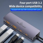 POWERTECH USB hub CAB-UC082, 4x θυρών, 10Gbps, USB-C σύνδεση, γκρι USB Hubs - Card Readers