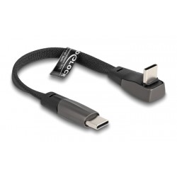 DELOCK καλώδιο USB-C 80750, 60W, flat, γωνιακό, 480 Mbps, 14cm, μαύρο USB-C (Type-C)