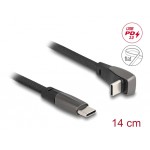 DELOCK καλώδιο USB-C 80750, 60W, flat, γωνιακό, 480 Mbps, 14cm, μαύρο USB-C (Type-C)