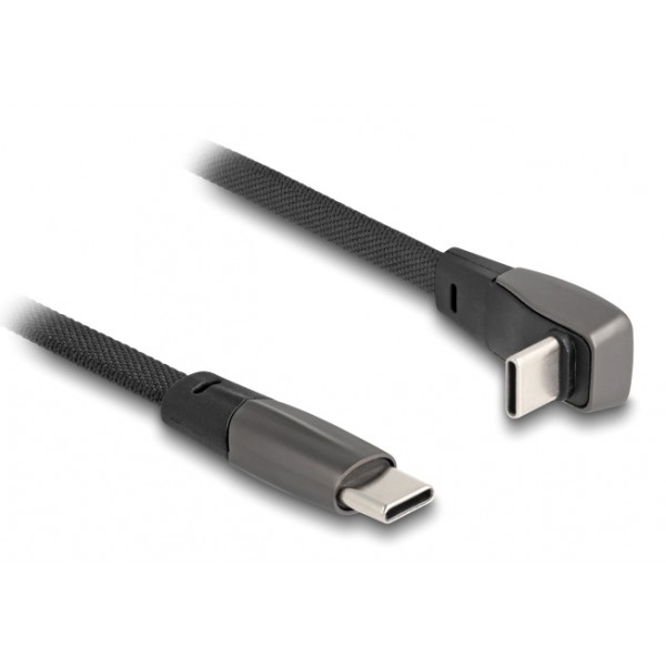 DELOCK καλώδιο USB-C 80751, 60W, flat, γωνιακό, 480 Mbps, 1m, μαύρο USB-C (Type-C)