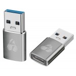 POWERTECH αντάπτορας USB 3.0 σε USB-C PTR-0147, 10 Gbps, 60W, γκρι USB-C (Type-C)