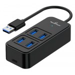 POWERTECH USB 3.2 hub PTR-0153, 4x θυρών, 5Gbps, USB σύνδεση, μαύρο USB Hubs - Card Readers