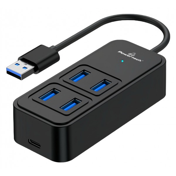 POWERTECH USB 3.2 hub PTR-0153, 4x θυρών, 5Gbps, USB σύνδεση, μαύρο USB Hubs - Card Readers
