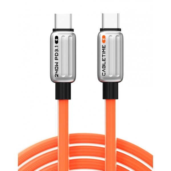 CABLETIME καλώδιο USB-C CT-CM240-ZSO1, 240W, 480Mbps, 1m, πορτοκαλί USB-C (Type-C)