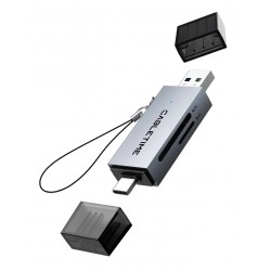 CABLETIME card reader CT-ACSD3-AG, SD/micro SD, USB/USB-C, 5Gbps, γκρι USB Hubs - Card Readers