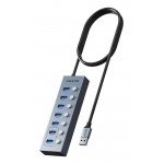 CABLETIME USB hub CT-HUBU7-AG, 7x θυρών, 5Gbps, USB σύνδεση, 1m, γκρι USB Hubs - Card Readers
