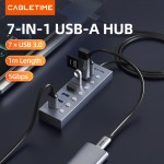 CABLETIME USB hub CT-HUBU7-AG, 7x θυρών, 5Gbps, USB σύνδεση, 1m, γκρι USB Hubs - Card Readers