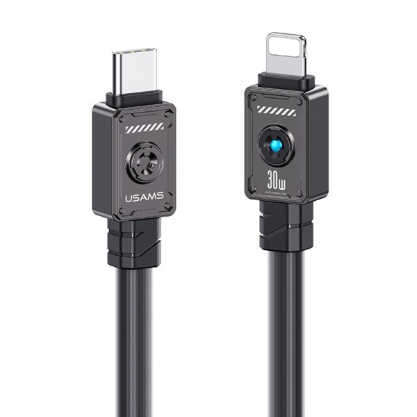USAMS καλώδιο Lightning σε USB-C US-SJ685, 30W, 480Mbps, 1.2m, μαύρο USB-C (Type-C)