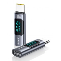USAMS αντάπτορας USB-C US-SJ682 με οθόνη, 100W, γκρι USB-C (Type-C)
