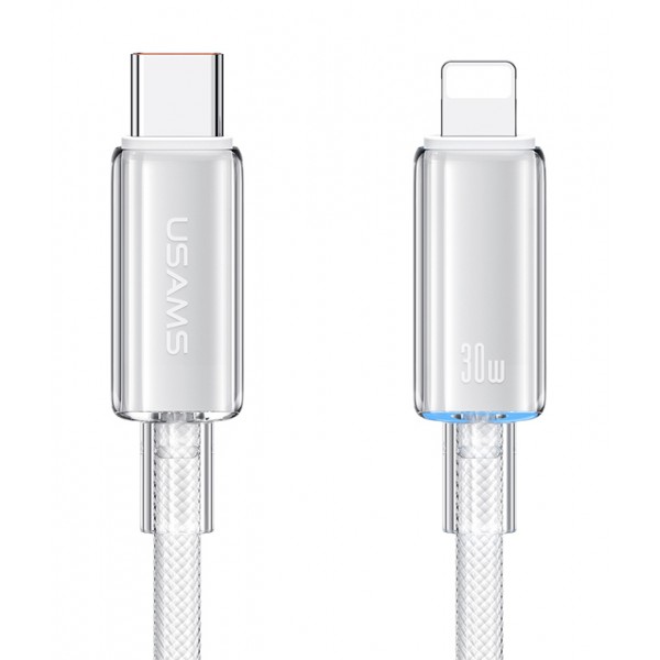 USAMS καλώδιο Lightning σε USB-C US-SJ659, 30W, 480Mbps, 1.2m, λευκό USB-C (Type-C)