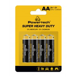POWERTECH μπαταρίες Zinc Carbon Super Heavy Duty PT-1219, AA, 1.5V, 4τμχ Μπαταρίες Αλκαλικές