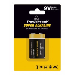POWERTECH αλκαλική μπαταρία Super Alkaline PT-1215, 9V, 1τμχ Μπαταρίες Αλκαλικές