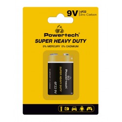 POWERTECH μπαταρία Zinc Carbon Super Heavy Duty PT-1220, 9V, 1τμχ Μπαταρίες Αλκαλικές