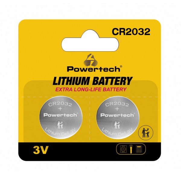POWERTECH μπαταρίες λιθίου PT-1209, CR2032, 3V, 2τμχ Μπαταρίες Λιθίου