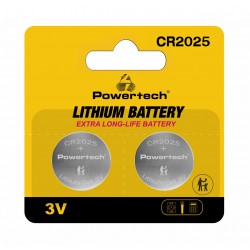 POWERTECH μπαταρίες λιθίου PT-1212, CR2025, 3V, 2τμχ Μπαταρίες Λιθίου