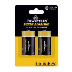 POWERTECH αλκαλικές μπαταρίες Super Alkaline PT-1216, LR14, 1.5V, 2τμχ Μπαταρίες Αλκαλικές