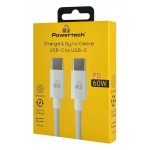 POWERTECH καλώδιο USB-C PTR-0183, 60W, 480Mbps, 1m, λευκό USB-C (Type-C)