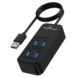 POWERTECH USB 3.2 hub PTR-0157, 4x θυρών, 5Gbps, USB σύνδεση, 1m, μαύρο USB Hubs - Card Readers