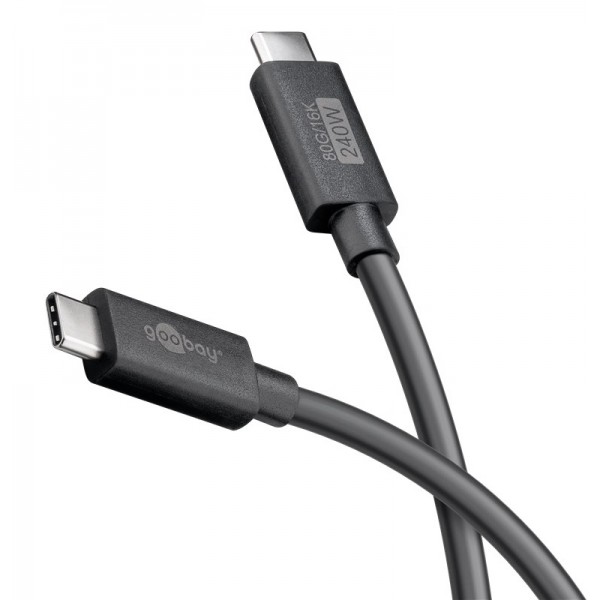GOOBAY καλώδιο USB-C 74376, USB4, 240W, 80Gbps, 16K/60Hz, 1.2m, μαύρο USB-C (Type-C)