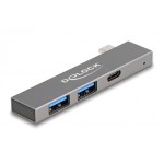 DELOCK USB hub 64275, 3x θυρών, 5Gbps, USB-C σύνδεση, γκρι USB Hubs - Card Readers