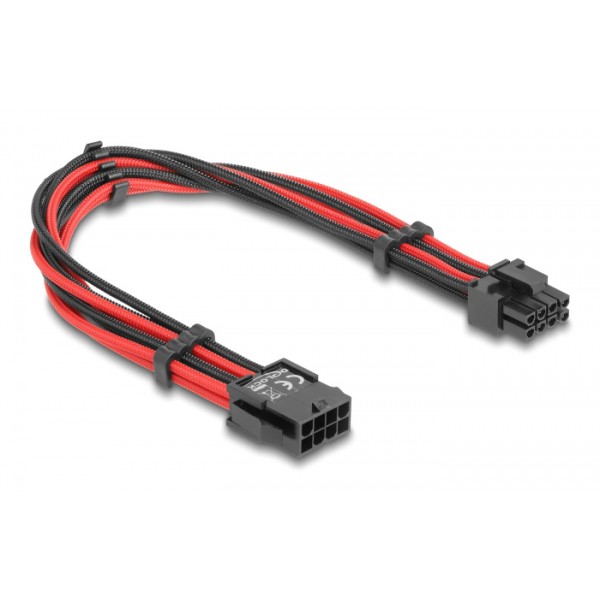 DELOCK καλώδιο 8 pin σε 6+2 pin PCIe 80975 με υφασμάτινη επένδυση, 30cm Εσωτερικά PC