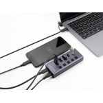 DELOCK USB hub 64248 με διακόπτες, 5x θυρών, 5Gbps, USB/USB-C σύνδεση, γκρι USB Hubs - Card Readers
