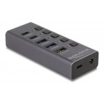 DELOCK USB hub 64248 με διακόπτες, 5x θυρών, 5Gbps, USB/USB-C σύνδεση, γκρι USB Hubs - Card Readers