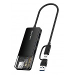 CABLETIME USB hub CT-HUBT5-PB, 4x θυρών, 10Gbps, USB/USB-C σύνδεση, μαύρο USB Hubs - Card Readers