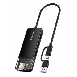 CABLETIME USB hub CT-HUBT5-PB, 4x θυρών, 10Gbps, USB/USB-C σύνδεση, μαύρο USB Hubs - Card Readers