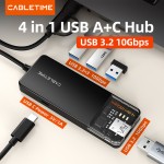 CABLETIME USB hub CT-HUBT5-PB, 4x θυρών, 10Gbps, USB/USB-C σύνδεση, μαύρο USB Hubs - Card Readers