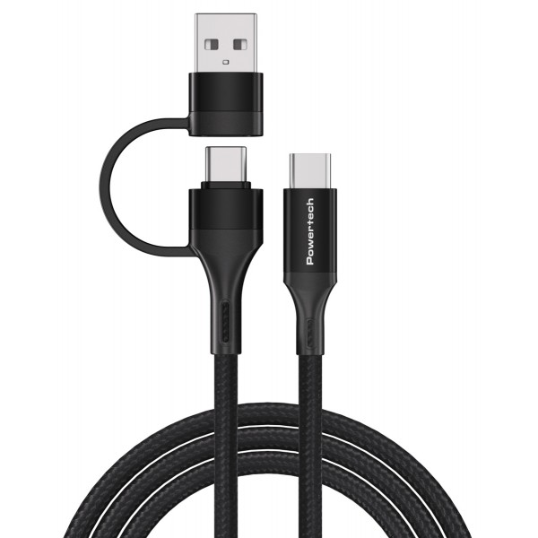 POWERTECH καλώδιο USB & USB-C σε USB-C PTR-0158, PD 60W, copper, 1.5m, μαύρο USB-C (Type-C)