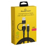 POWERTECH καλώδιο USB & USB-C σε USB-C PTR-0158, PD 60W, copper, 1.5m, μαύρο USB-C (Type-C)