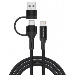 POWERTECH καλώδιο USB & USB-C σε Lightning PTR-0159, PD 27W, copper, 1.5m, μαύρο USB-C (Type-C)