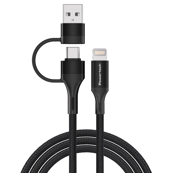 POWERTECH καλώδιο USB & USB-C σε Lightning PTR-0159, PD 27W, copper, 1.5m, μαύρο USB-C (Type-C)