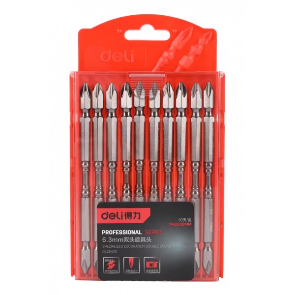 DELI μύτες κατσαβιδιού DL254110 για δράπανο, σταυρωτές, PH2x110mm, 10τμχ Κατσαβίδια
