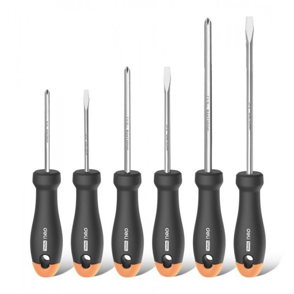 DELI σετ κατσαβίδια HT1006C, 3x ίσια & 3x σταυρωτά, μαγνητικά, 6τμχ Κατσαβίδια