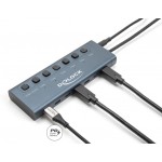 DELOCK USB-C hub 63410 με διακόπτες, 7x θυρών, 5Gbps, 20W, USB-C σύνδεση, μπλε USB Hubs - Card Readers