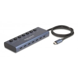 DELOCK USB-C hub 63410 με διακόπτες, 7x θυρών, 5Gbps, 20W, USB-C σύνδεση, μπλε USB Hubs - Card Readers