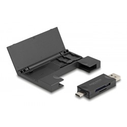 DELOCK card reader 91014 για SD & micro SD, με θήκη, USB/USB-C, 5Gbps, μαύρο USB Hubs - Card Readers